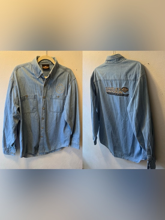 Harley-Davidson Other - Harley Davidson Honolulu Hawaii Embroidered Denim Button Front Shirt M Cotton